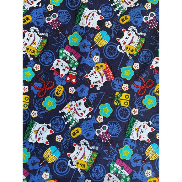 Navy Maneki-Neko Pattern Pillowcase | Handmade | 100% Cotton - Picture 4 of 4